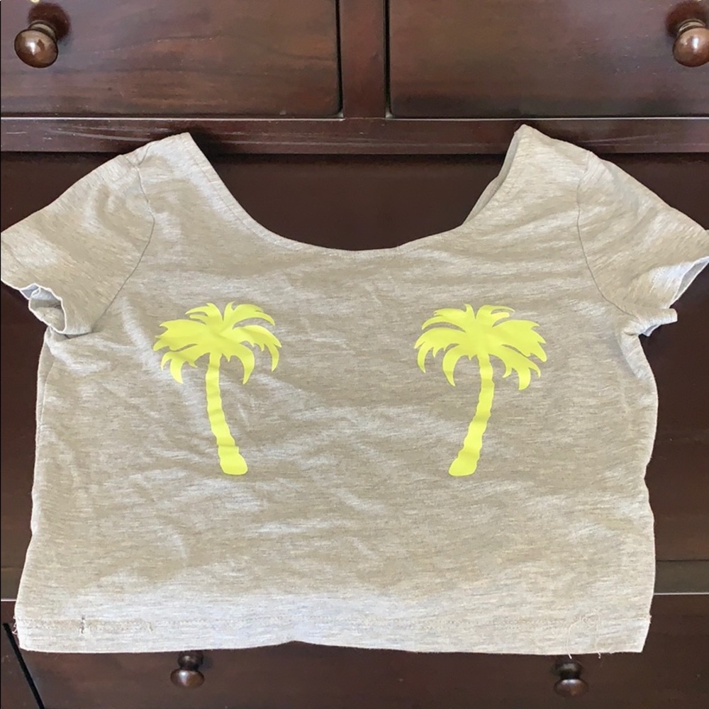Neon palm tree gray shirt